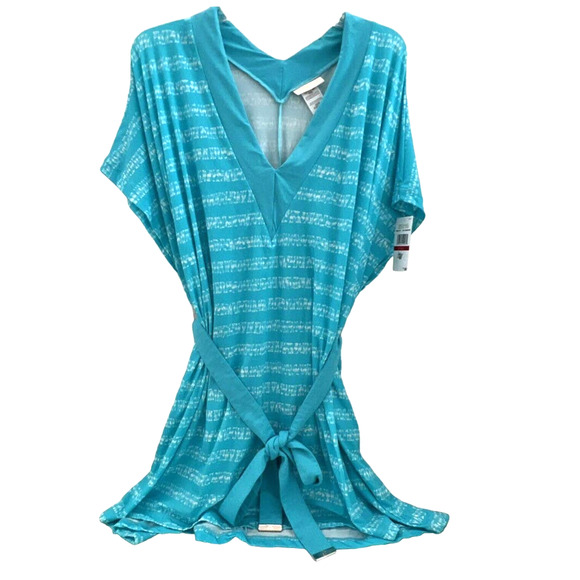 Michael Kors Kytoto Tie Dye Stripe V-Neck Tunic Swim Cover-Up Medium / Large NWT - Picture 2 of 6
